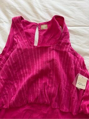 Free People Hot Pink Striped Sleeveless Tank